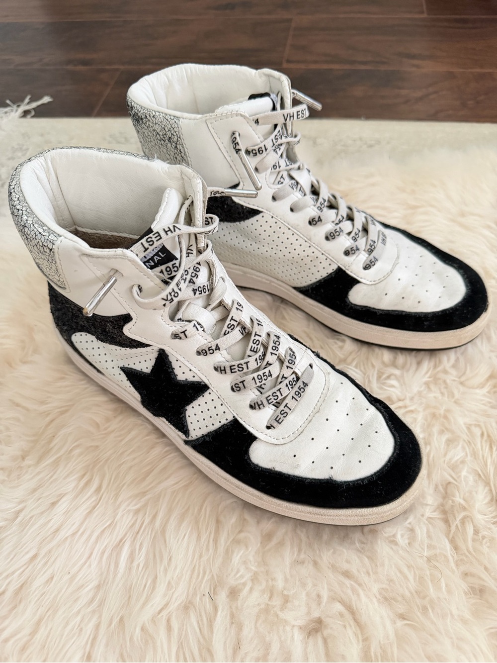 Vintage Havana Black & White High-Top Star Sneakers Women’s Sz 8 - Picture 5 of 5
